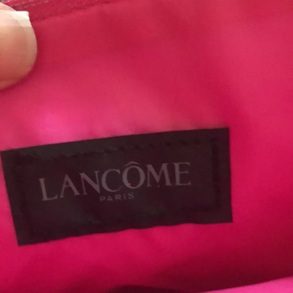 NEW Lancôme Pink and black satin make up bag